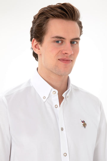 USPA Men Shirt Cedcolor Slim Full Sleeve White VR013 USPSH360 US Polo Assn.